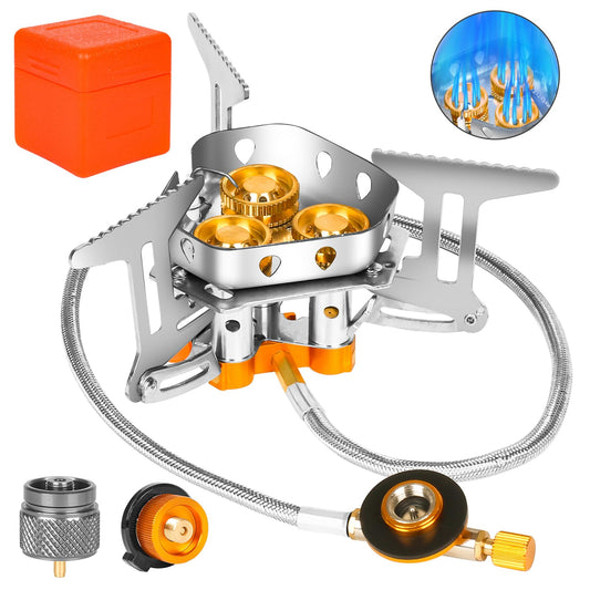 🔥49% OFF🌟9900W/7200W Windproof Camping Stove, Camping Gas Stove with Piezo Ignition