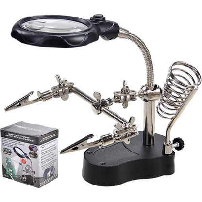 🔍 Adjustable LED Magnifying Glass Soldering Station – Hands-Free Precision Made Easy! 💡