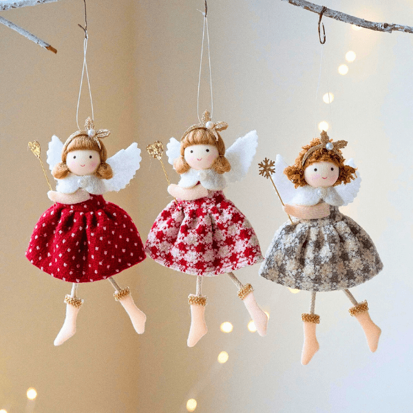 Handmade Angel with Round Hat & Handmade Angel with Checkered Skirt