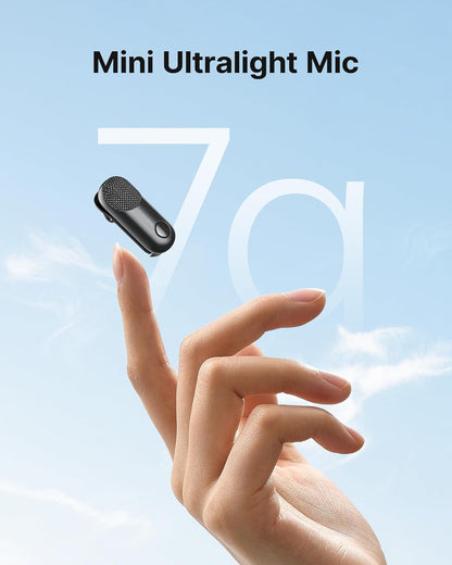 Magic Wireless Mini Microphones for iPhone/Android, 4 Form-in-1 Mic, 7g Lightweight, AI Noise Reduction, 48kHz/24bit, APP Control, 328ft Range, Microphone for Recording
