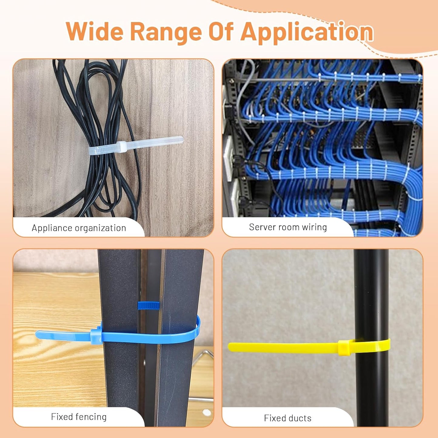 100PCS Colored Reusable Zip Ties