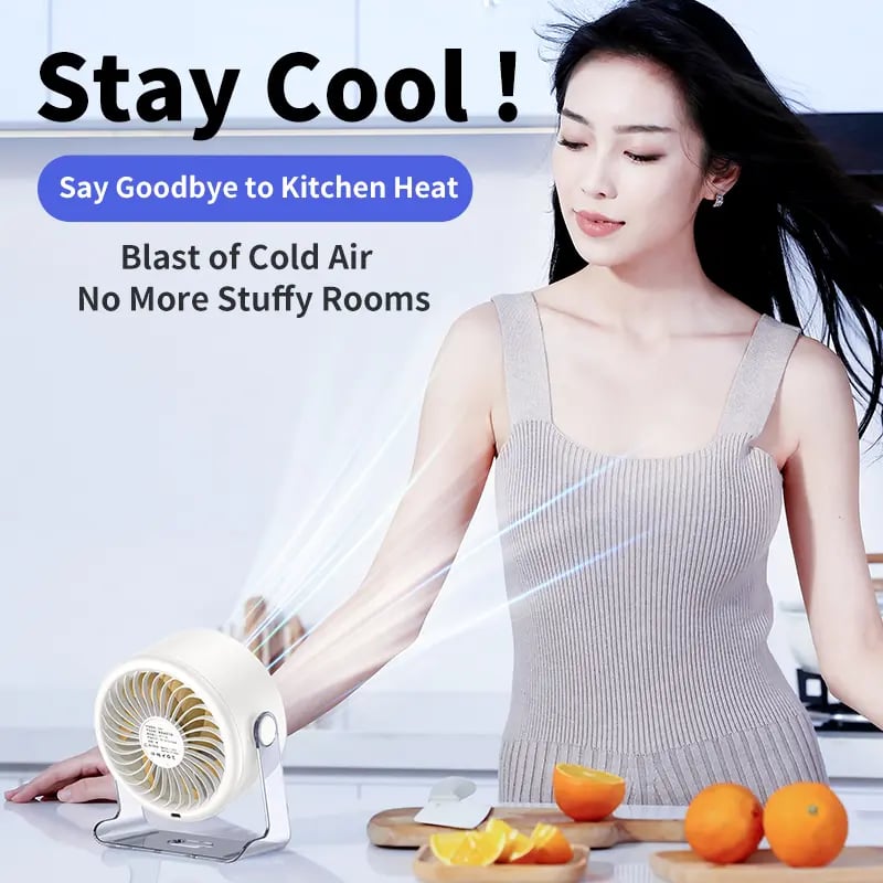 Coolhill fan Desktop Fan, Turbo Table Fan for office, 100-Speed Digital Display, Low Noise,Rechargeable Battery