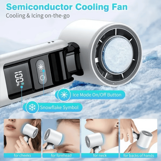 🌀Summer Hot Sale- Multifunction Portable Handheld Turbo Ice-Cooling Fan | AC-Like Gel Pad Tech, 5 Gears❄️