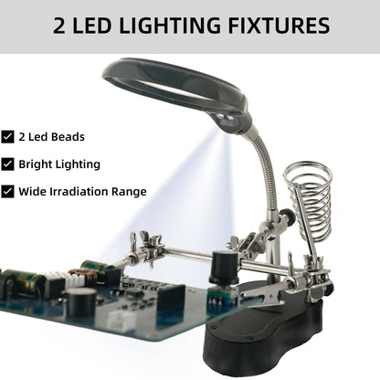 🔍 Adjustable LED Magnifying Glass Soldering Station – Hands-Free Precision Made Easy! 💡