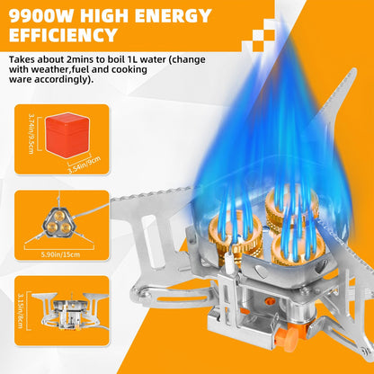 🔥49% OFF🌟9900W/7200W Windproof Camping Stove, Camping Gas Stove with Piezo Ignition