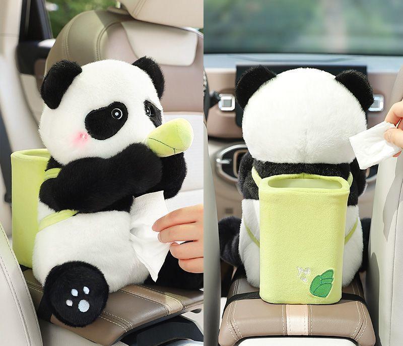 Cute Plush 2 in 1 Car Tissue Box and Trash Can
