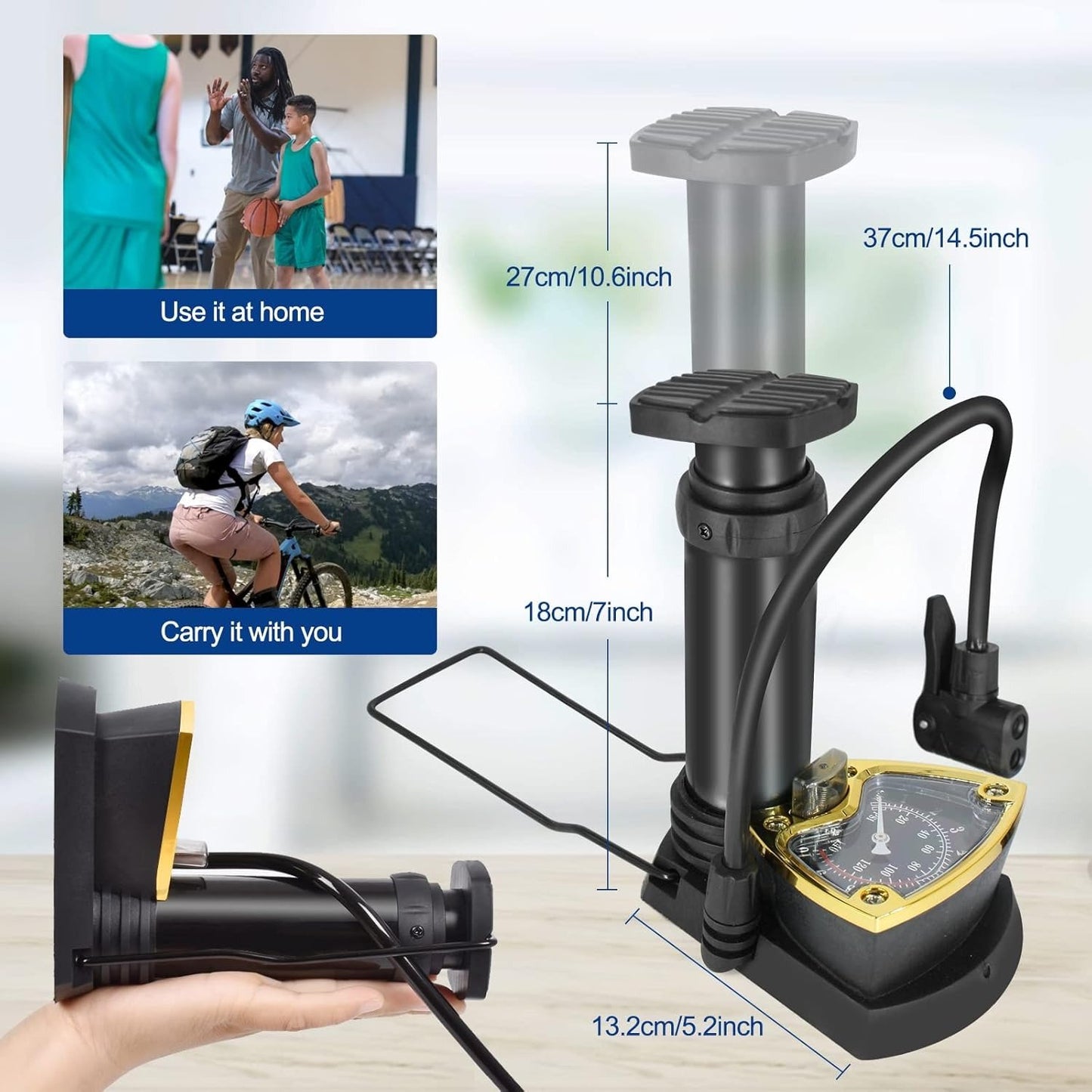 🎁49% OFF🔥Bike Pump | Foot-Operated Cycle Pump with Pressure Gauge🚴‍♂️