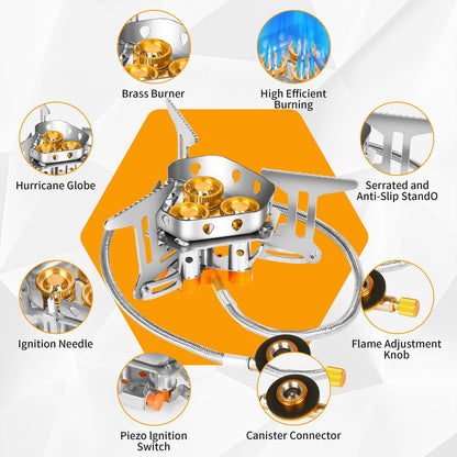 🔥49% OFF🌟9900W/7200W Windproof Camping Stove, Camping Gas Stove with Piezo Ignition