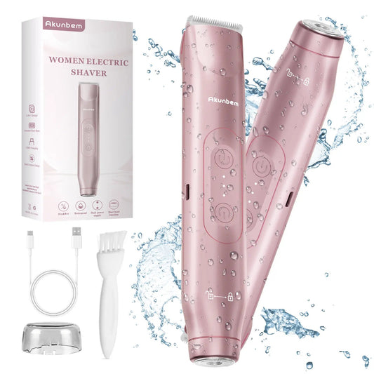 🩱Akunbem Bikini Trimmer for Women, Electric Shaver and Razor Rechargeable 2-in-1 Body and Facial Epilator