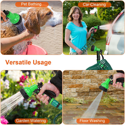💦 Flexible Self-coiling Water Hose with 3/4” and 1/2” Adapter