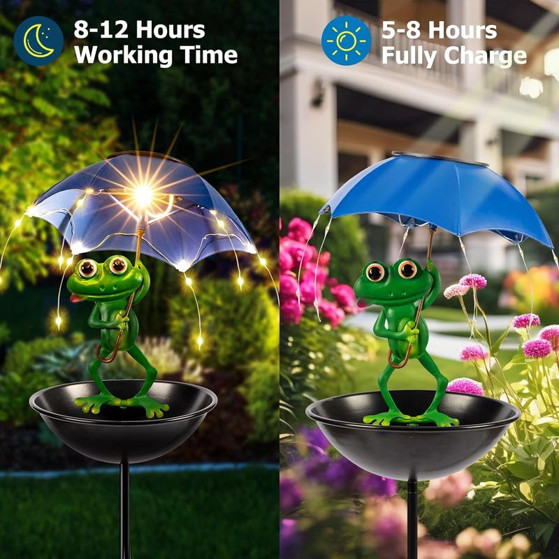 🏆Flash Sale⚡ 50K+ SOLD! Almost Gone-💥Solar-Powered LED Animal Umbrella Light with Bird Feeder(Frog/Bee/Flamingo)