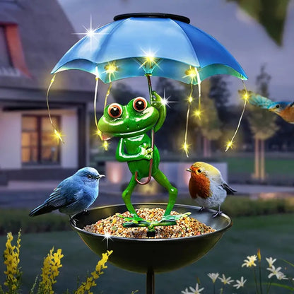 🏆Flash Sale⚡ 50K+ SOLD! Almost Gone-💥Solar-Powered LED Animal Umbrella Light with Bird Feeder(Frog/Bee/Flamingo)