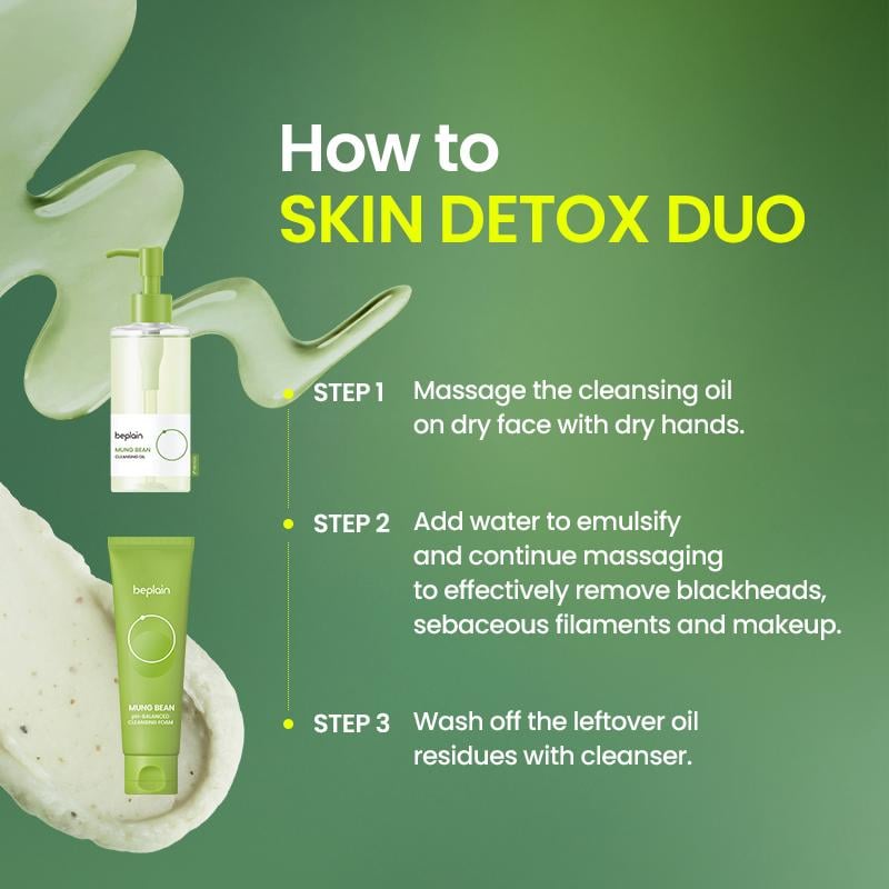 Mung Bean Double Cleansing Skin Detox Duo(Oil & Foam)
