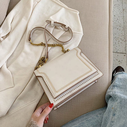 Retro Shoulder Mini Square Bag with Chain Strap