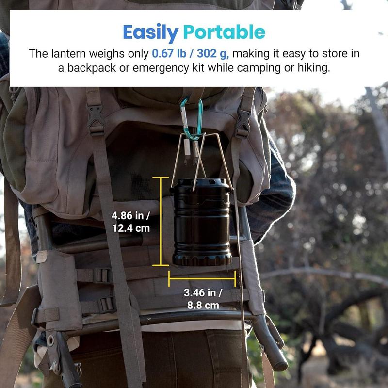 Collapsible Portable LED Camping Lantern Lightweight Waterproof Solar USB Rechargeable Flashlight