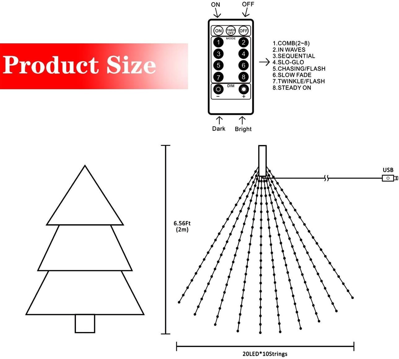 🎅🔥8 Modes 100-300 Christmas LED Firefly Twinkle String Lights