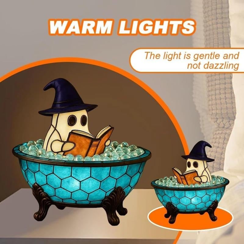 3D Physical Ghost Bubble Bath Lamp, Halloween Ghost Night Light, Cute LED Lamp for Bathroom Decor