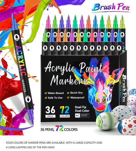 🔥Last Day Promotion-49% OFF - Dual Tip Acrylic Paint Pen Marker - 24/48/72/120 Colours