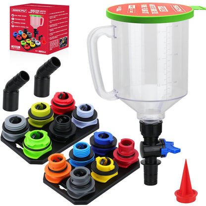 🔥47% OFF - 17-Piece Engine Oil Funnel Set, 1.36 qt Automotive Oil Funnel Kit with 12 Adapters