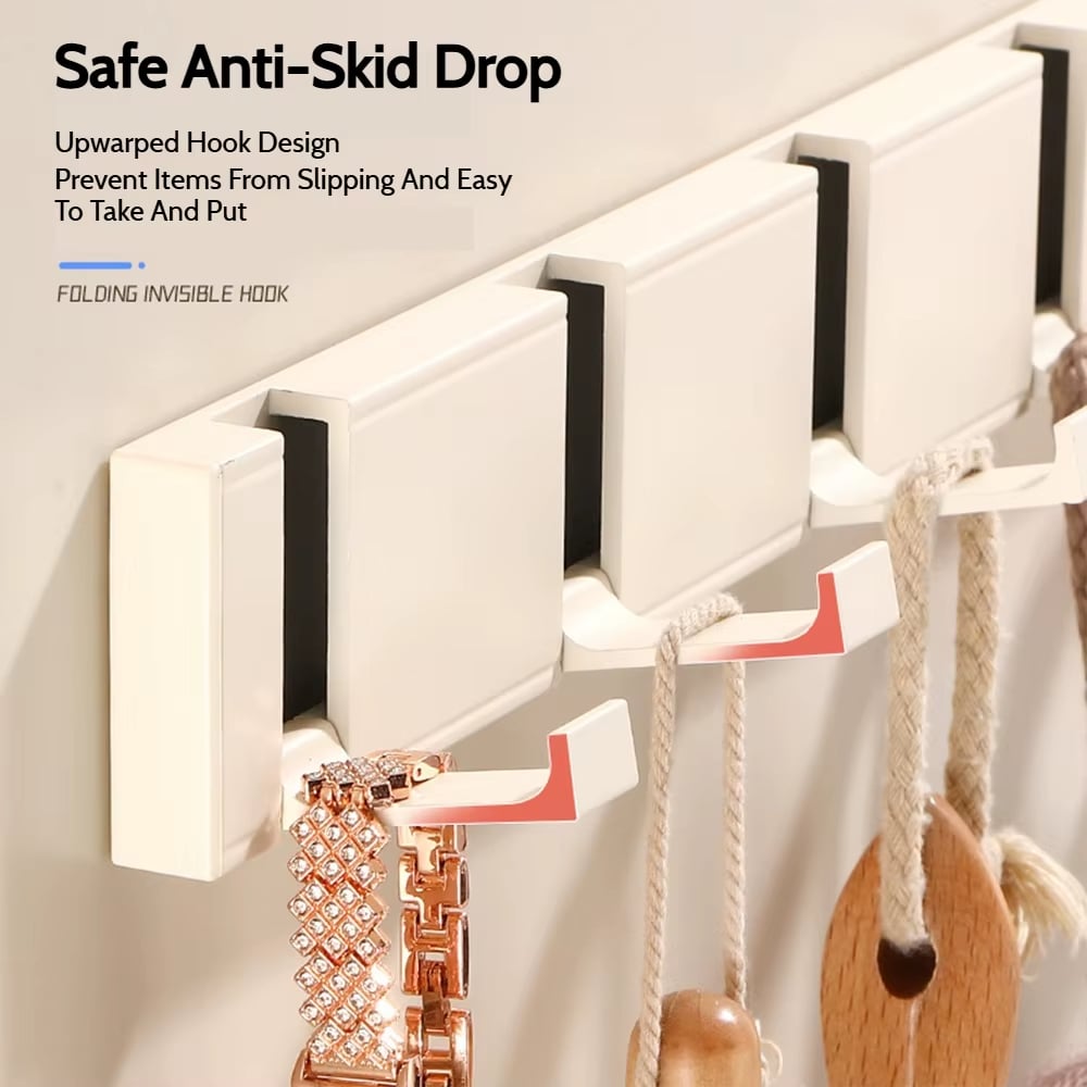 🔥2025 New Arrival👍🏻Folding Hideaway Towel Hanger Hooks Wall Mounted