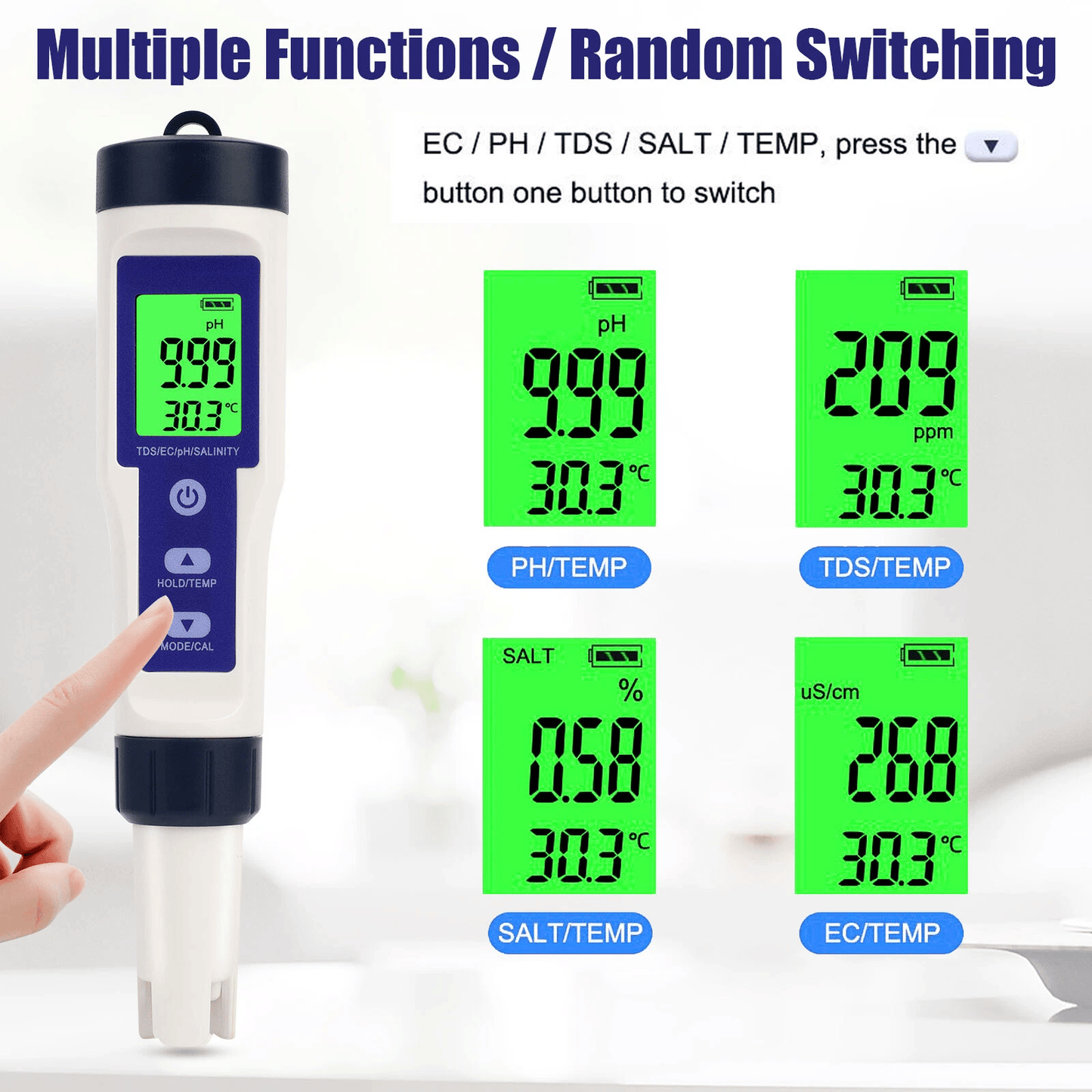 ✨🔥7-in-1 Digital Pool Salt & pH Tester