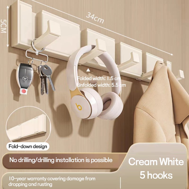 🔥2025 New Arrival👍🏻Folding Hideaway Towel Hanger Hooks Wall Mounted