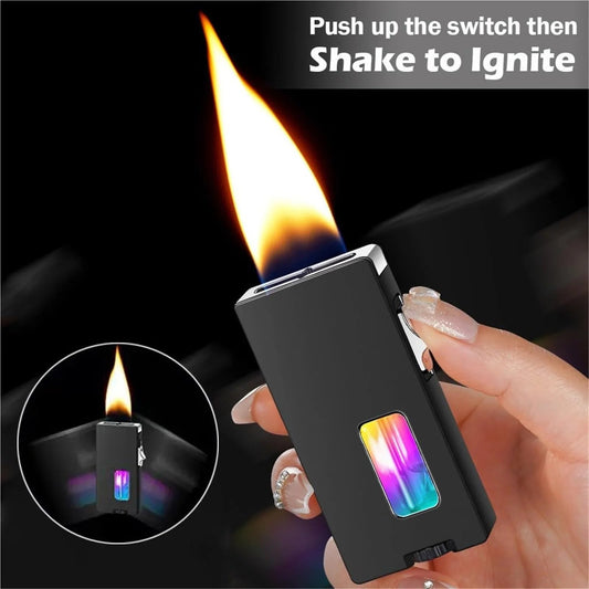 7-Hole Flame Butane Windproof Lighter, with Safety Lock (Butane not Included)