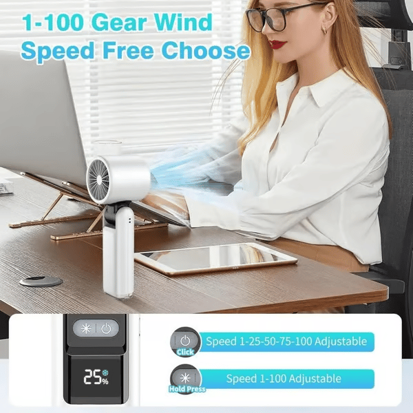 🌀Summer Hot Sale- Multifunction Portable Handheld Turbo Ice-Cooling Fan | AC-Like Gel Pad Tech, 5 Gears❄️