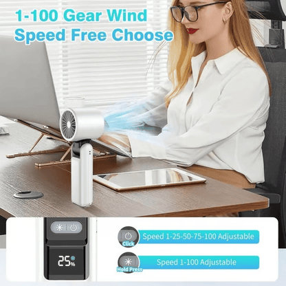 🌀Summer Hot Sale- Multifunction Portable Handheld Turbo Ice-Cooling Fan | AC-Like Gel Pad Tech, 5 Gears❄️