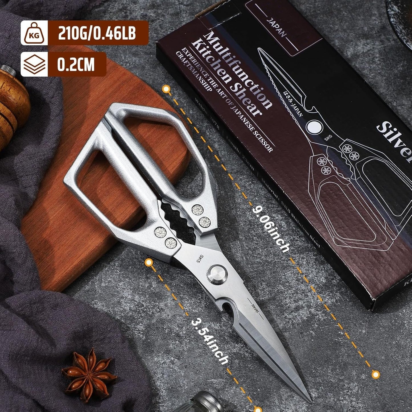 🥩All-Purpose Stainless Steel Kitchen Scissors – Heavy Duty Cooking Shears for Meat, Poultry, and More