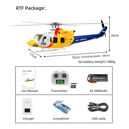 FLYWING BELL-412 V4 470-Class RC Military Helicopter – 2.4G 6CH