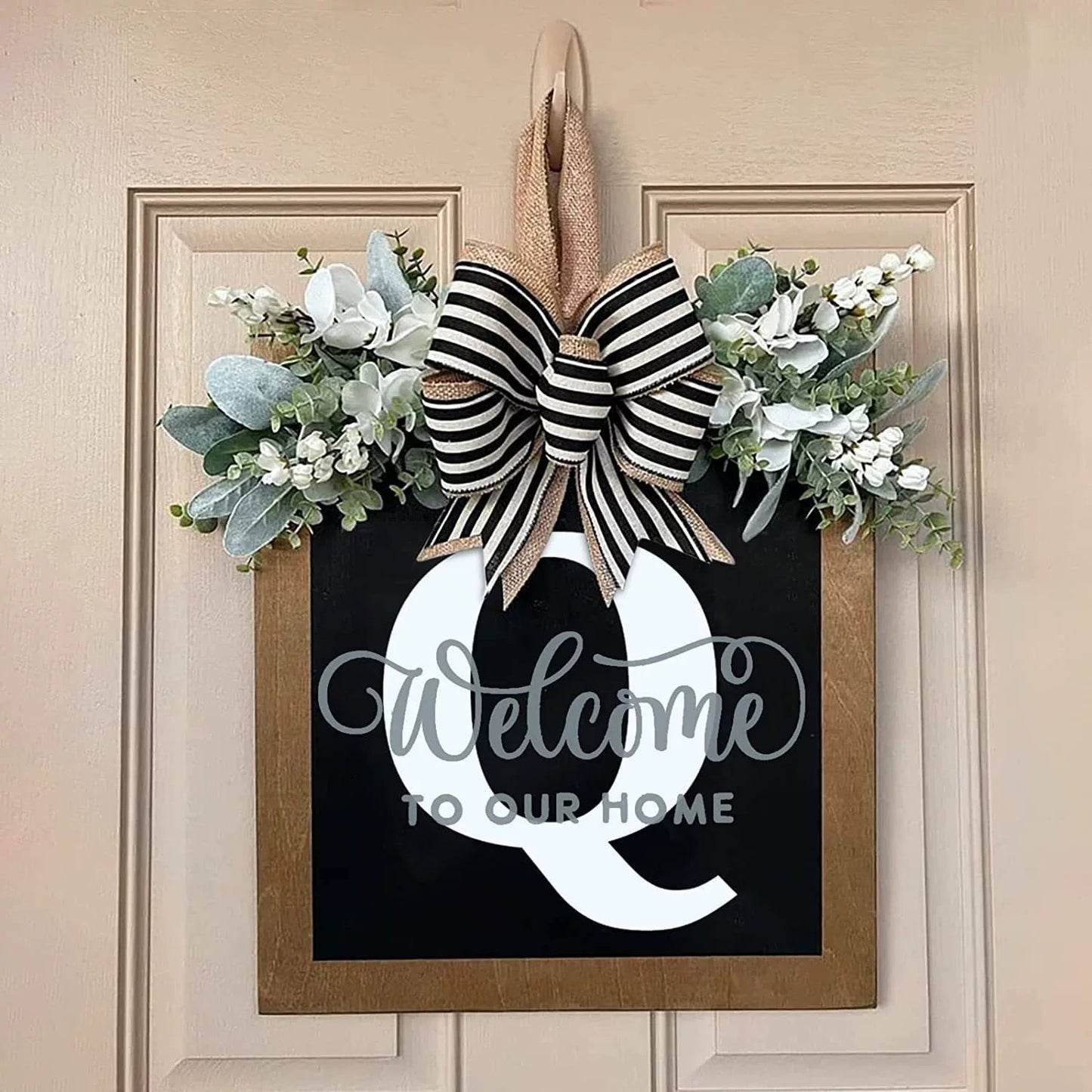 Letter & Leaf Design Door Hanger