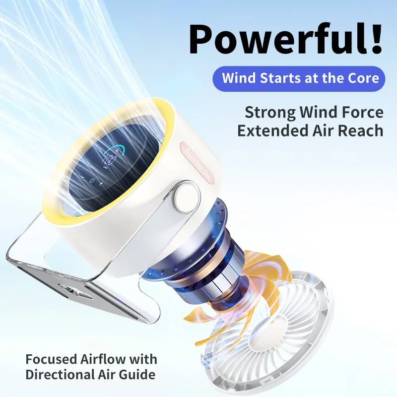 Coolhill fan Desktop Fan, Turbo Table Fan for office, 100-Speed Digital Display, Low Noise,Rechargeable Battery