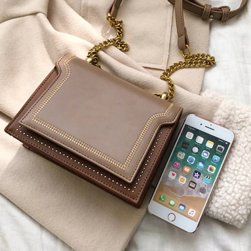 Retro Shoulder Mini Square Bag with Chain Strap