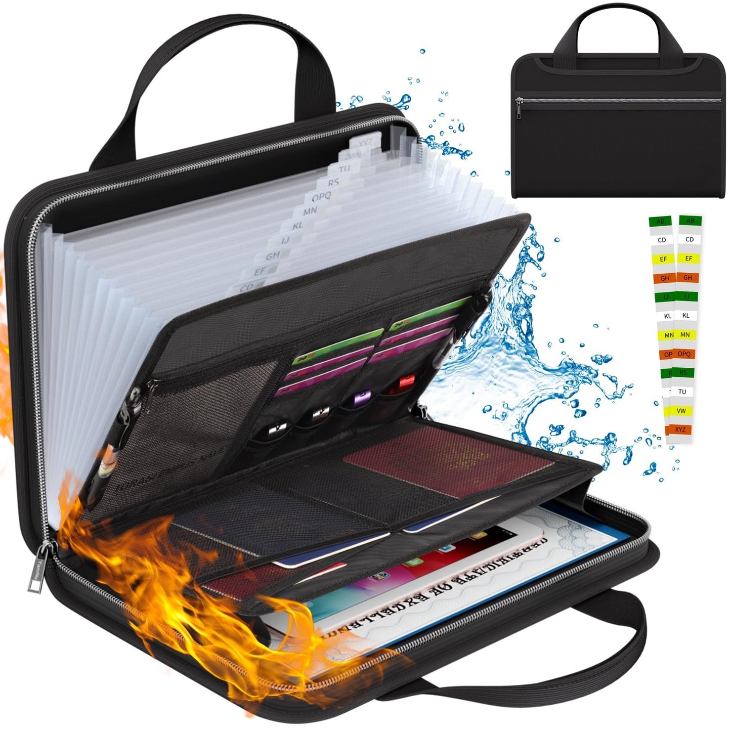 Fireproof Accordion File Organizer with Handle