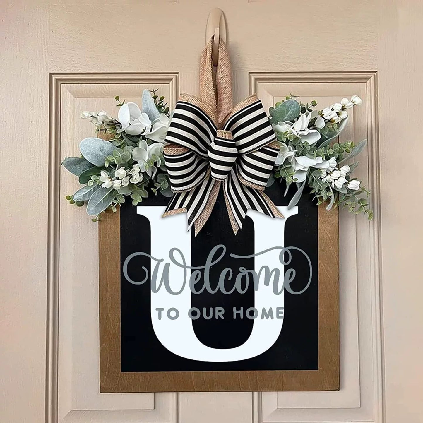 Letter & Leaf Design Door Hanger