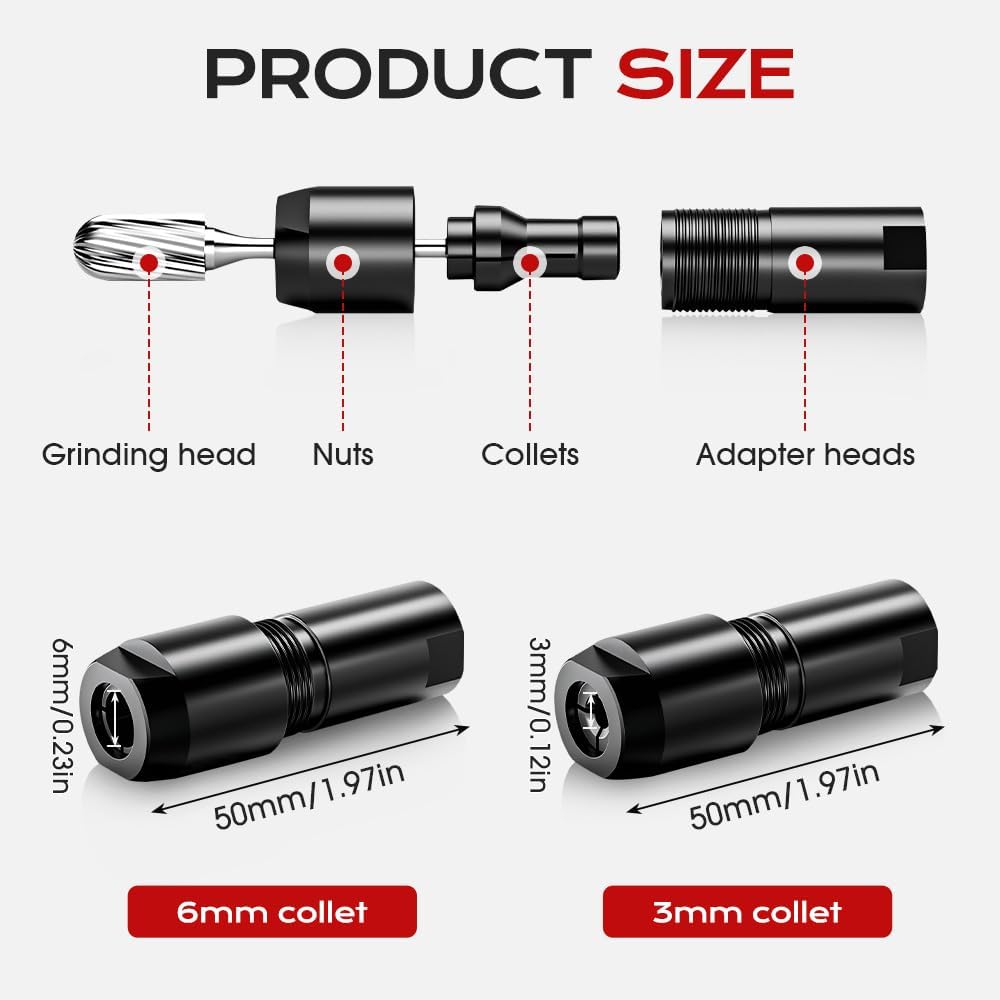 🔥3MM & 6MM (1/8" & 1/4") Angle Grinder to Straight Grinder Adapter