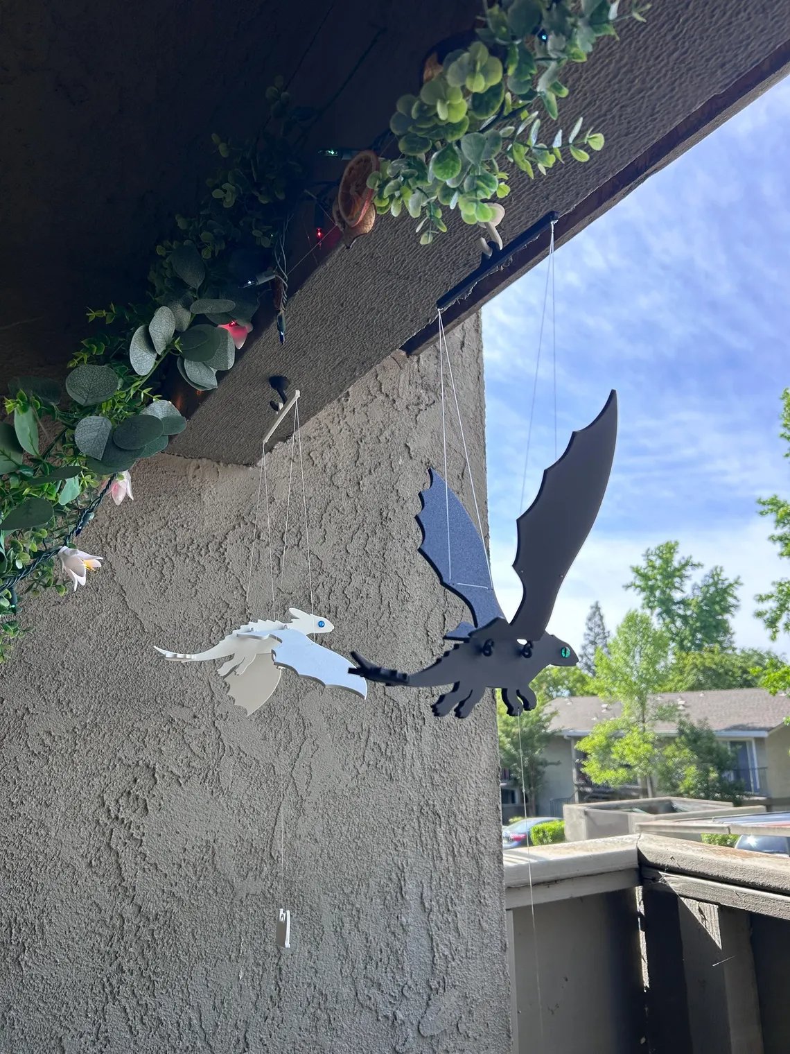 Handmade Flying Wooden Toothless Dragon Hanging Decor
