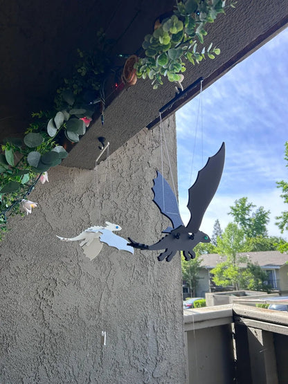 Handmade Flying Wooden Toothless Dragon Hanging Decor