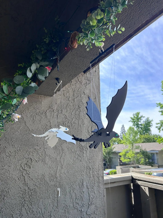 Handmade Flying Wooden Toothless Dragon Hanging Decor