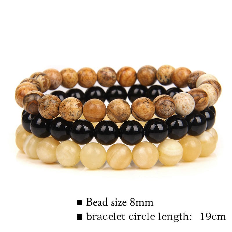 🎁Triple Crystal Bracelet Set – 8mm Tiger’s Eye, Obsidian, Amethyst, Apatite, Rose Quartz & Hematite