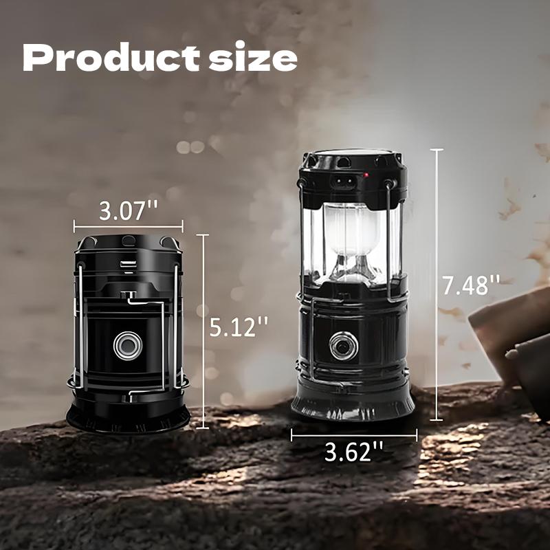 Collapsible Portable LED Camping Lantern Lightweight Waterproof Solar USB Rechargeable Flashlight
