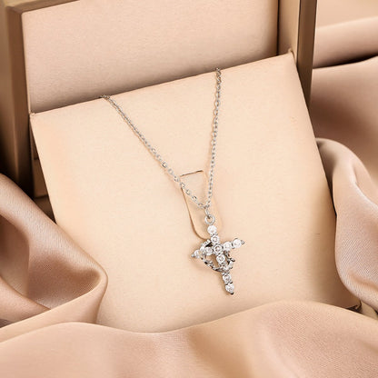 ✨ 14K Gold Plated Crown Cross Necklace