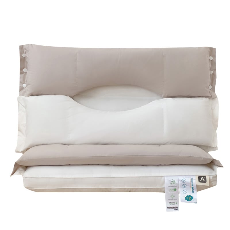 Flixsleeps Cotton Neck Pillow Sleeping Pillow Double-layer Removable Pillow Core