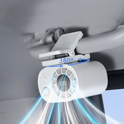 ❄️2025 New Car Clip Fan with LED Display[360° Rotatable 100 Speed Wind 12V USB Rechargeable 1800mAh  Low Noise Mini Fan Clamp Anywhere]