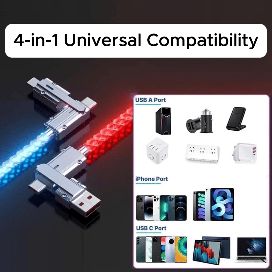 Hot Sale 49% OFF⚡4-in-1 Fast Charging Cable with RGB Glow