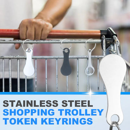 2 Pieces Stainless Steel Shopping Trolley Token Keyrings