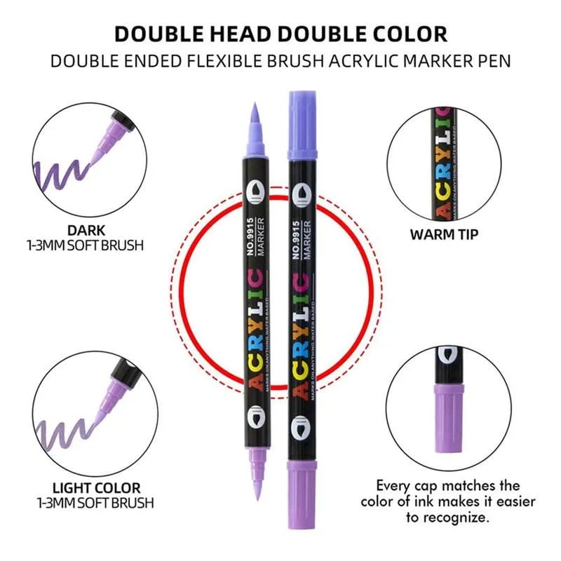 🔥Last Day Promotion-49% OFF - Dual Tip Acrylic Paint Pen Marker - 24/48/72/120 Colours